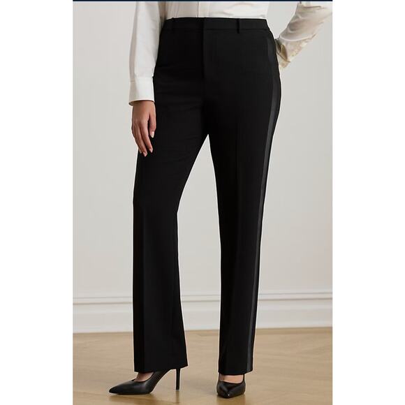 Ralph Lauren Satin Trim Double Faced Crepe Pant Womens Sz 18W - Picture 1 of 9